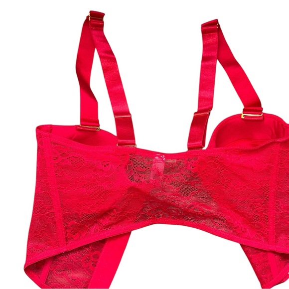 Y2K Juicy‎ Couture Red Lace bustier/Bralet studded gold accent sz 34B - Picture 5 of 6